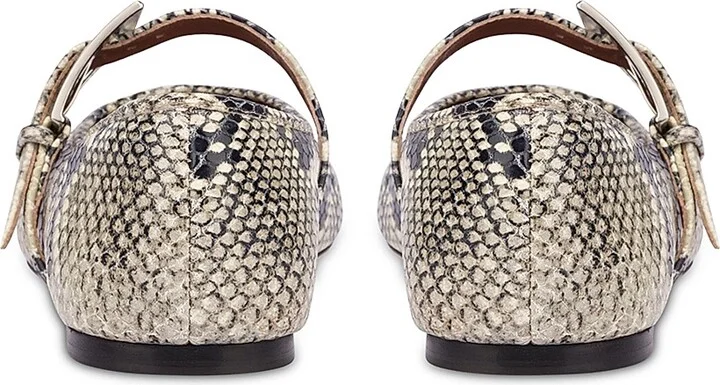 Women's Sveva Python-Print Leather Ballet Flats - Naturale - Size 6.5 - Image 4