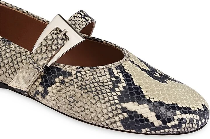 Women's Sveva Python-Print Leather Ballet Flats - Naturale - Size 6.5 - Image 5