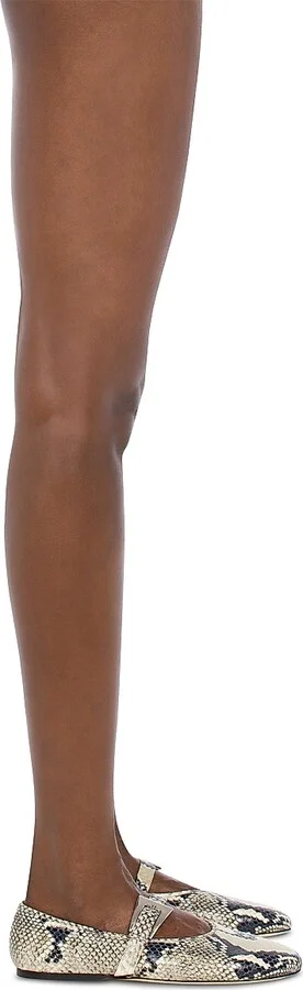 Women's Sveva Python-Print Leather Ballet Flats - Naturale - Size 6.5 - Image 6