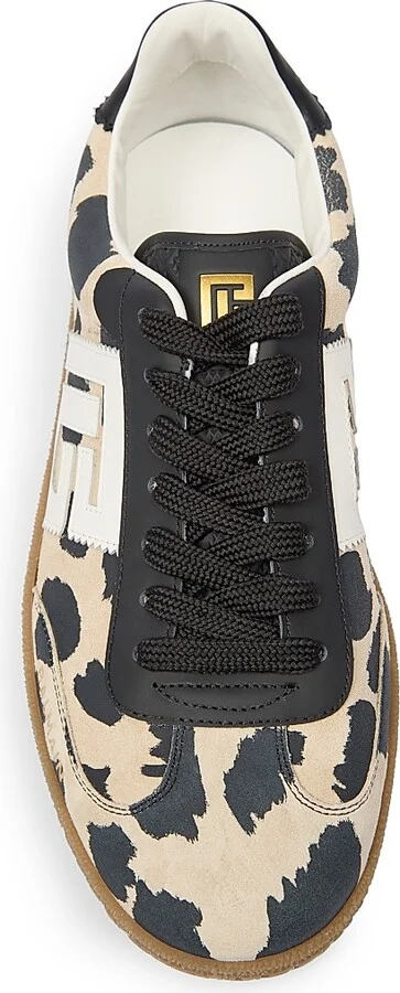 Women's Swan Leopard-Print Leather Sneakers - Beige Noir - Size 10 - Image 4