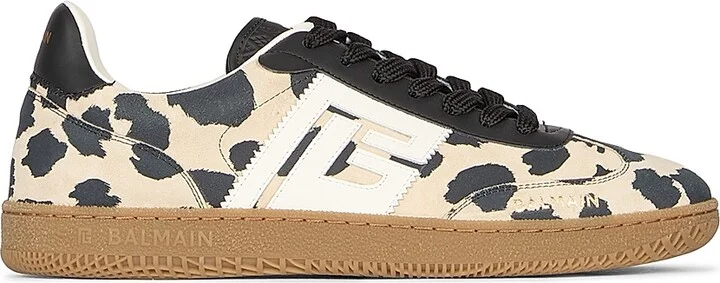 Women's Swan Leopard-Print Leather Sneakers - Beige Noir - Size 10