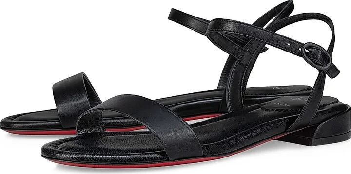 Women's Sweet Jane Nappa Leather Flat Sandals - Black - Size 5.5 - Image 2
