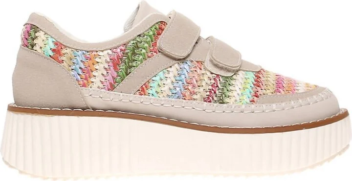 Women's Sweet Woven Platform Velcro Sneakers In Fuschia Combo
