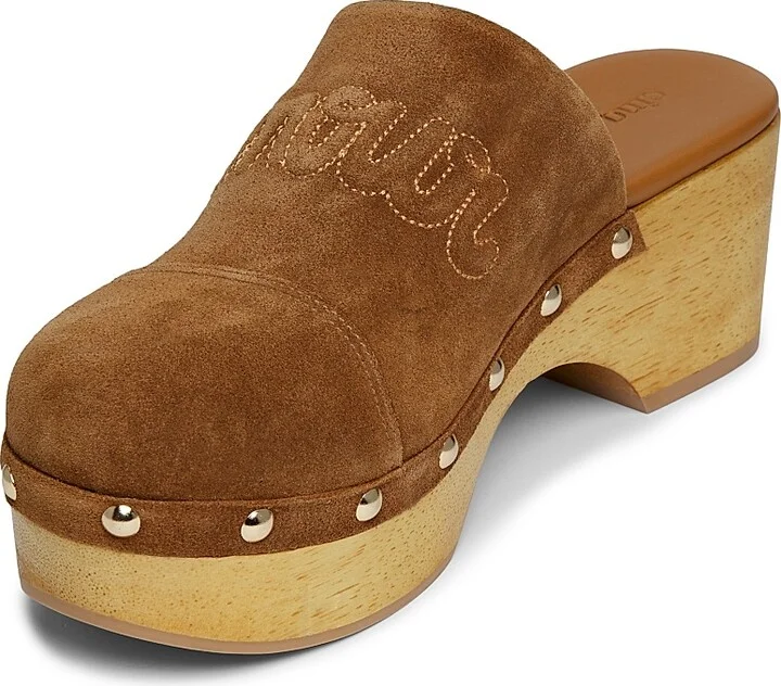 Women's Sydney 60MM Studded Suede Clogs - Golden Sienna - Size 5 - Image 2