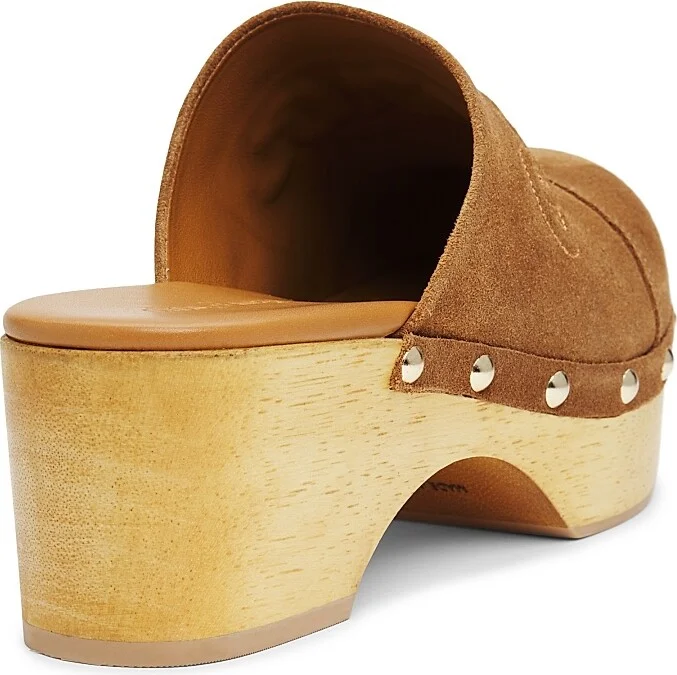 Women's Sydney 60MM Studded Suede Clogs - Golden Sienna - Size 5 - Image 3