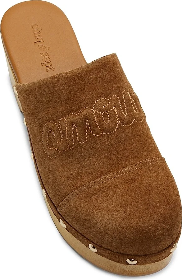 Women's Sydney 60MM Studded Suede Clogs - Golden Sienna - Size 5 - Image 4