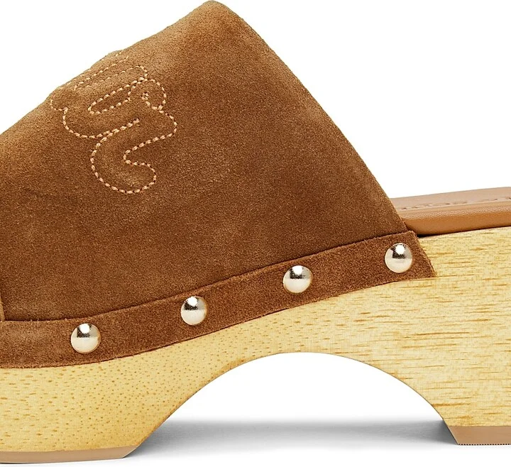 Women's Sydney 60MM Studded Suede Clogs - Golden Sienna - Size 5 - Image 5