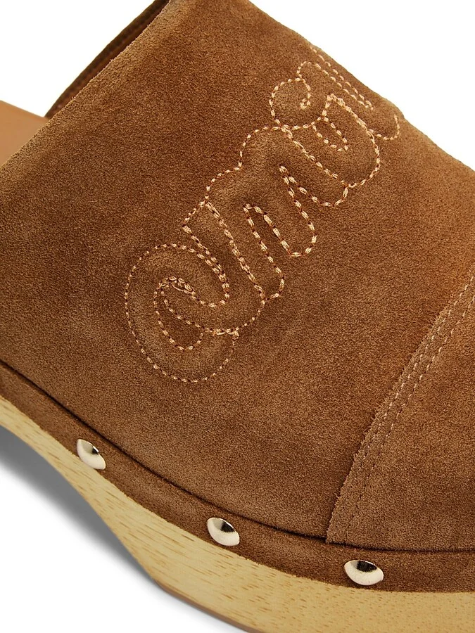 Women's Sydney 60MM Studded Suede Clogs - Golden Sienna - Size 5 - Image 6