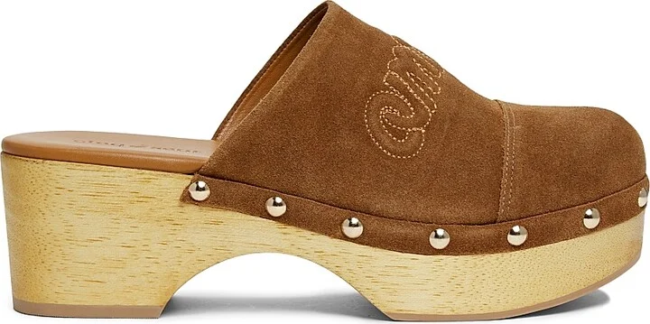 Women's Sydney 60MM Studded Suede Clogs - Golden Sienna - Size 5