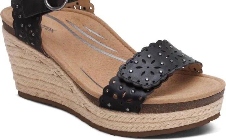 Women's Sydney Quarter Strap Espadrille Wedge In Black