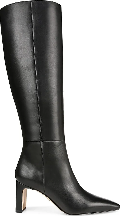Women's Sylvia 70MM Wide-Calf Leather Boots - Black - Size 9.5