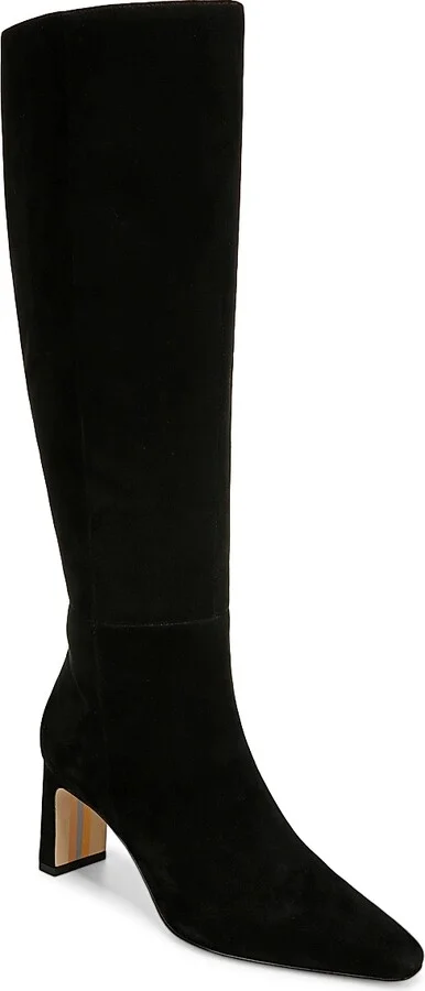 Women's Sylvia 70MM Wide-Calf Suede Boots - Black - Size 6.5 - Image 2