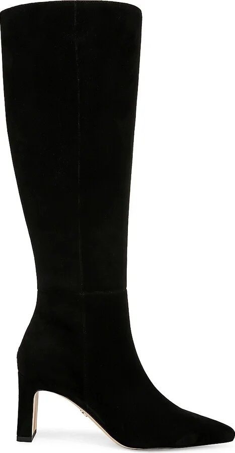 Women's Sylvia 70MM Wide-Calf Suede Boots - Black - Size 6.5