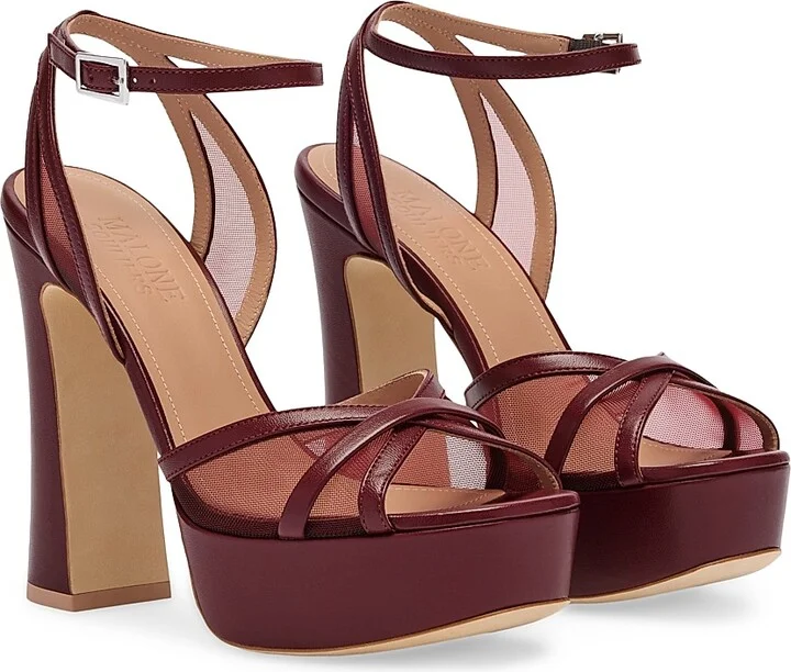 Women's Sylvie 125MM Mesh & Leather Platform Sandals - Rosewood - Size 10 - Image 2