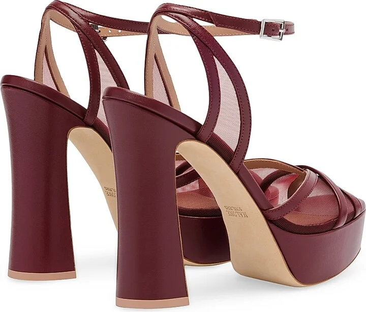 Women's Sylvie 125MM Mesh & Leather Platform Sandals - Rosewood - Size 10 - Image 3