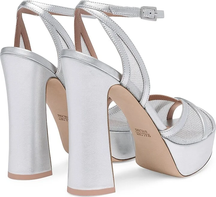 Women's Sylvie 125MM Metallic Leather & Mesh Platform Sandals - Silver - Size 10 - Image 3
