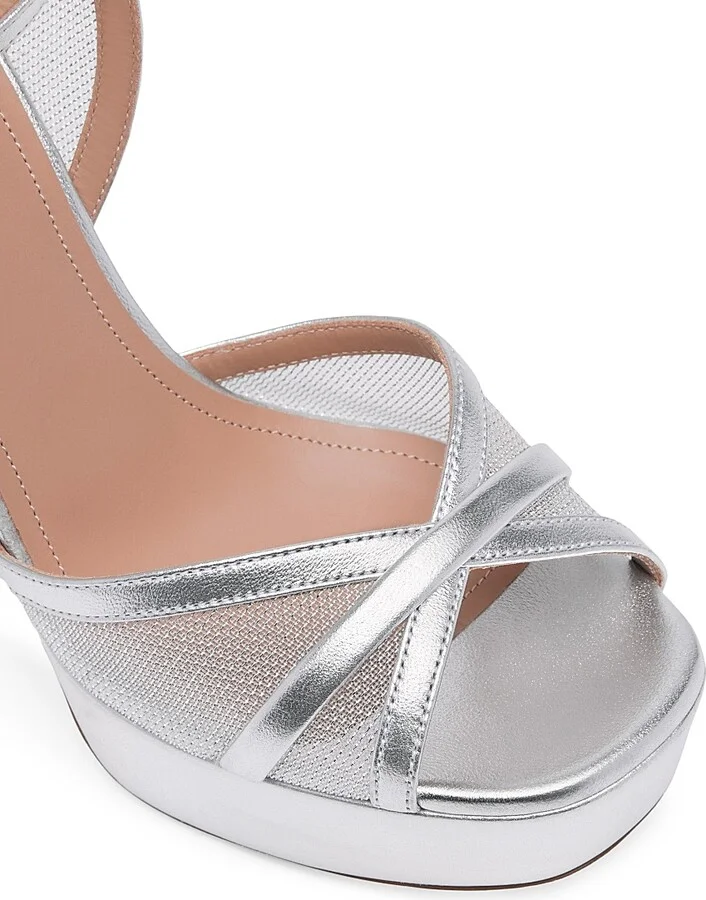 Women's Sylvie 125MM Metallic Leather & Mesh Platform Sandals - Silver - Size 10 - Image 4
