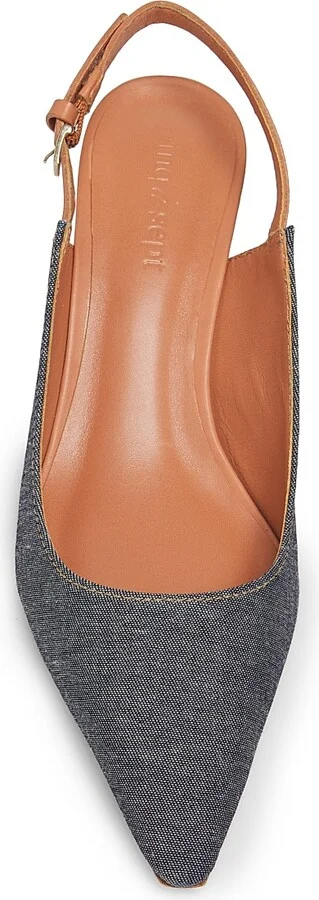 Women's Sylvie 60MM Denim Slingback Pumps - Light Indigo Saddle - Size 5 - Image 4