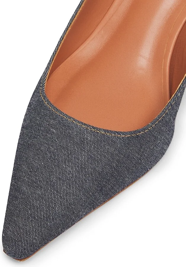 Women's Sylvie 60MM Denim Slingback Pumps - Light Indigo Saddle - Size 5 - Image 6