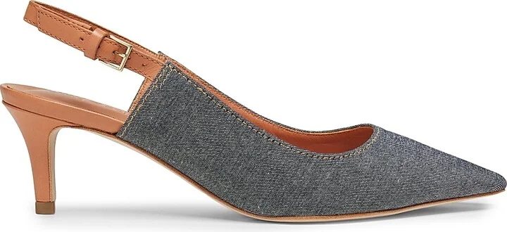 Women's Sylvie 60MM Denim Slingback Pumps - Light Indigo Saddle - Size 5