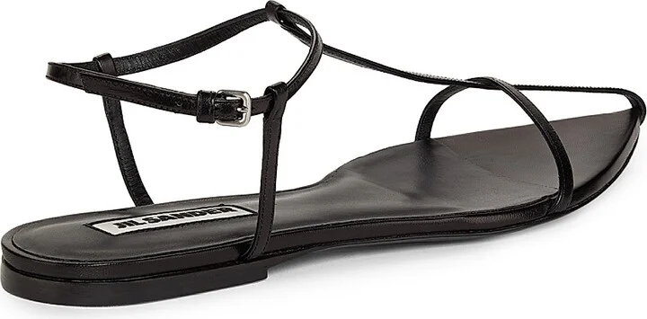 Women's T-Strap Leather Sandals - Black - Size 7 - Image 3