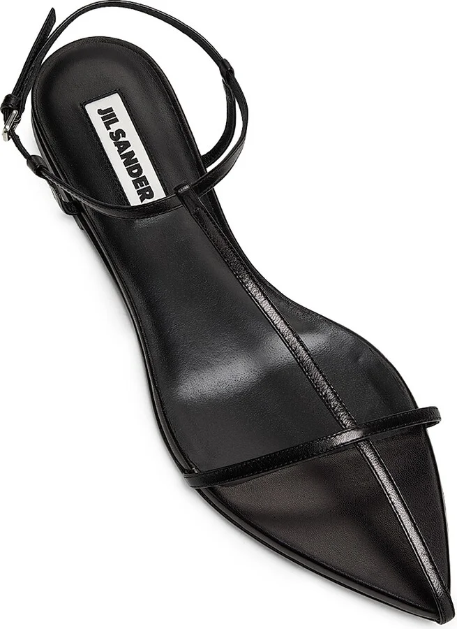 Women's T-Strap Leather Sandals - Black - Size 7 - Image 4