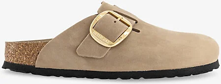 Womens Tabacco Brown Oiled Leat Boston Big Buckle Suede Clogs Eur 38/5 Uk Women