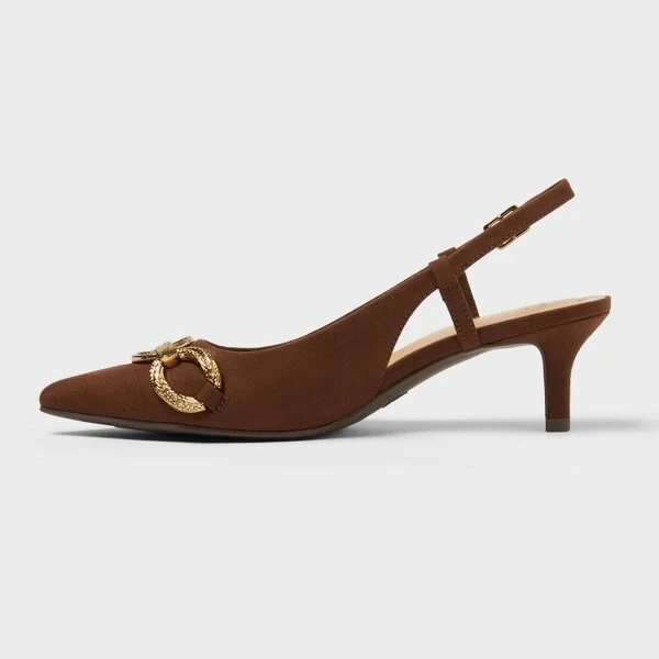 Women's Tabitha Oversized Chain Sling Back Heels with Memory Foam Insole - A New Day™ : Pointed Toe, Louis Heel, Buckle Closure - Image 2