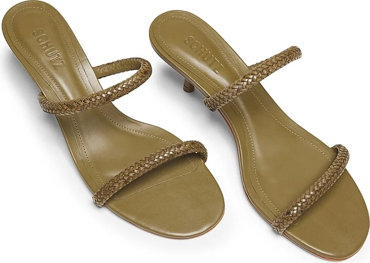 Women's Taliah 50MM Braided Leather Kitten-Heel Sandals - Natural - Size 6.5 - Image 9