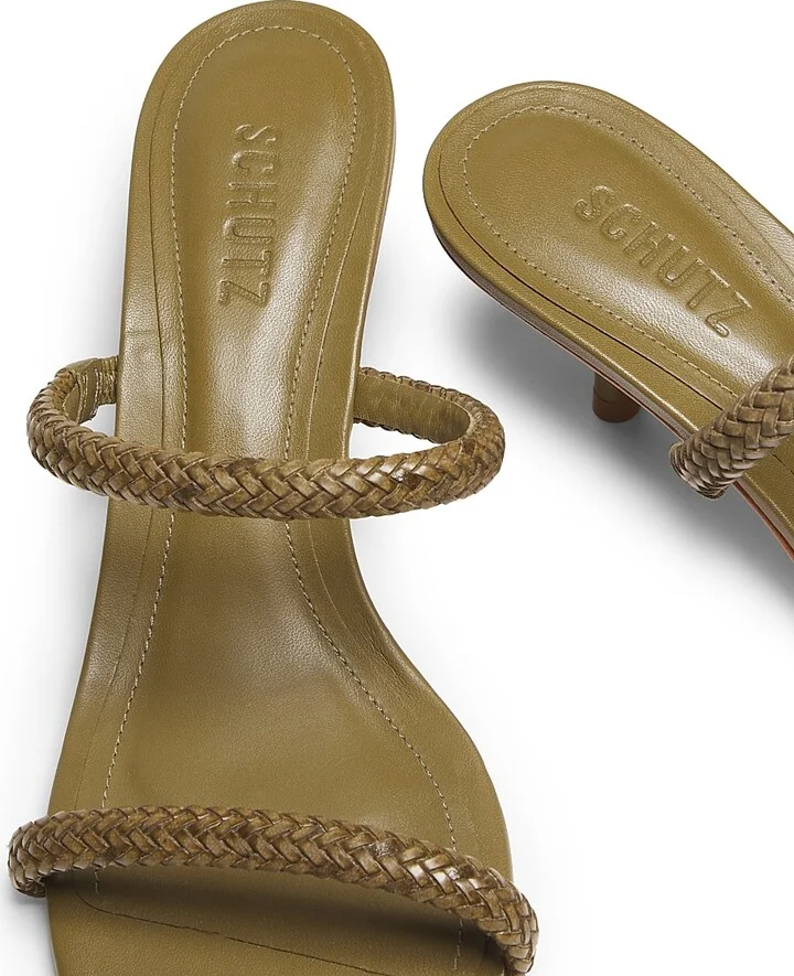 Women's Taliah 50MM Braided Leather Kitten-Heel Sandals - Natural - Size 6.5 - Image 11