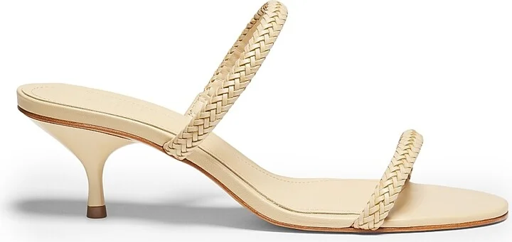 Women's Taliah 50MM Braided Leather Kitten-Heel Sandals - Natural - Size 6.5