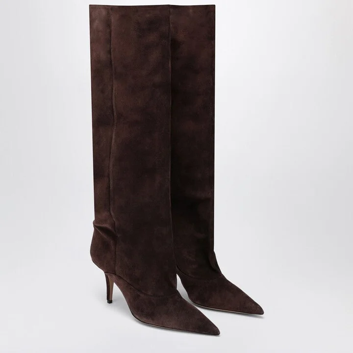 Women's Tall Boots In Chocolate-Colou Suede