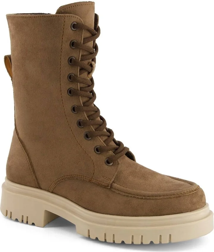 Women's Tall Combat Boots In Camel
