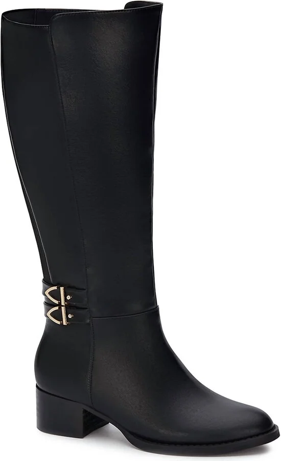 Women's Tall Riding Boots With Elastic On Shaft In Black