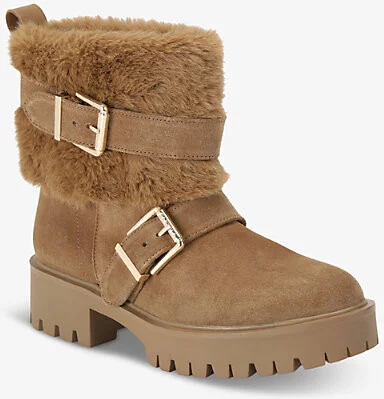 Womens Tan Alpine Buckle-Embellished Flat Suede Ankle Boots Eur 38/5 Uk Women - Image 2