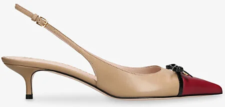Womens Tan Comb Bepointyn 45 Slingback Leather Heeled Courts Eur 37 / 4 Uk Women