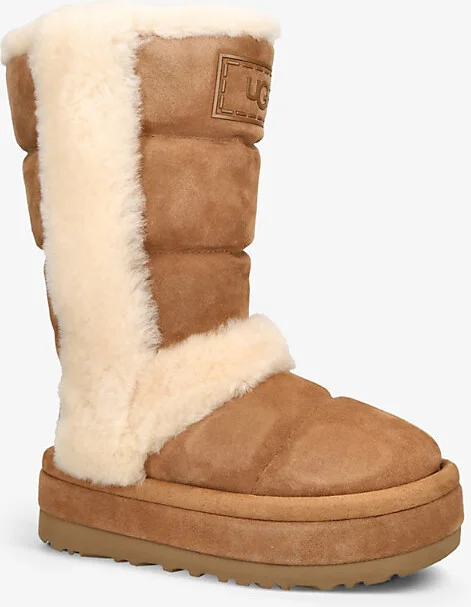 Womens Tan Comb Classic Cloudpeak Ta Logo-Patch Suede Knee-High Boots Eur 38/5 Uk Women - Image 2