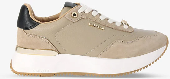 Womens Tan Comb Flare Logo-Embossed Leather Low-Top Trainers Eur 39 / 6 Uk Women
