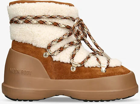 Womens Tan Comb Luna Lace-Up Shearling Ankle Boots Eur 35 / 2 Uk Women