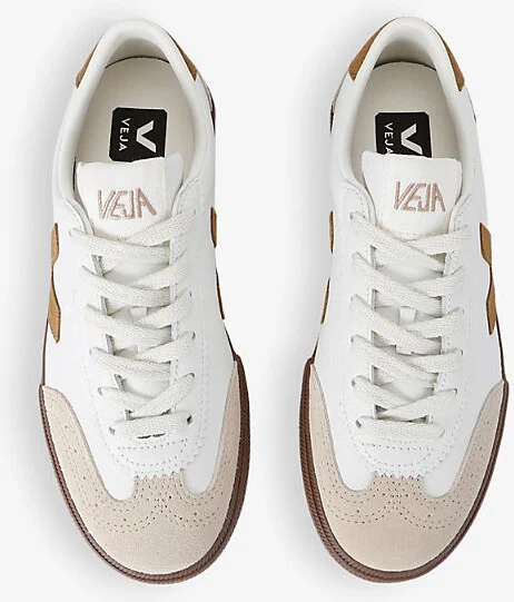 Womens Tan Comb Men's Volley Logo-Embroidered Leather Low-Top Trainers Eur 41 / 8 Uk Women - Image 2