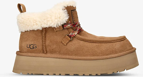 Womens Tan Funkarra Cabin Cuff Suede Platform Ankle Boots Eur 38/5 Uk Women