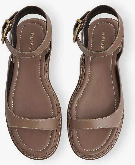 Womens Tan Gabi Plait-Detail Leather Sandals Eur 38/5 Uk Women - Image 2