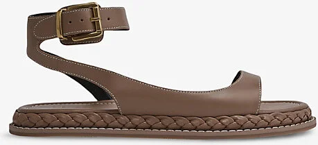 Womens Tan Gabi Plait-Detail Leather Sandals Eur 38/5 Uk Women