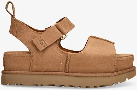 Womens Tan Goldenstar Suede Platform Sandals Eur 36 / 3 Uk Women