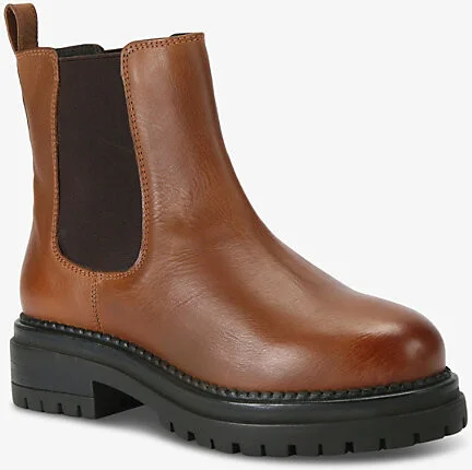 Womens Tan Headline Flat Leather Chelsea Boots Eur 37 / 4 Uk Women - Image 2