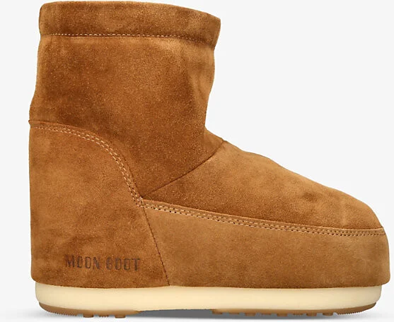 Womens Tan Icon Low Logo-Embossed Suede Snow Boots Eur 39 / 6 Uk Women