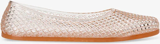 Womens Tan Iro Mesh-Textured PVC Ballet Flats Eur 37 / 4 Uk Women