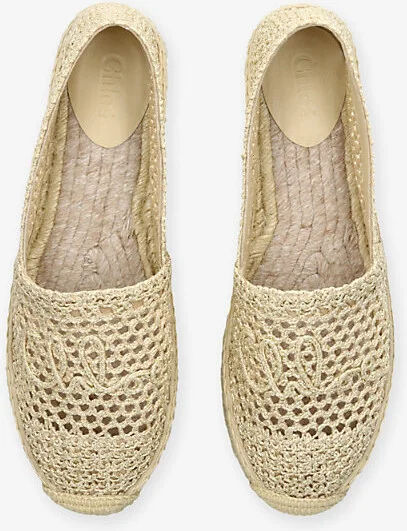 Womens Tan Isla Logo-Embossed Crochet Espadrilles Eur 37 / 4 Uk Women - Image 2
