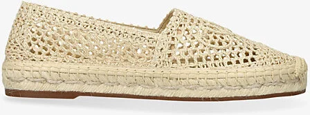 Womens Tan Isla Logo-Embossed Crochet Espadrilles Eur 37 / 4 Uk Women