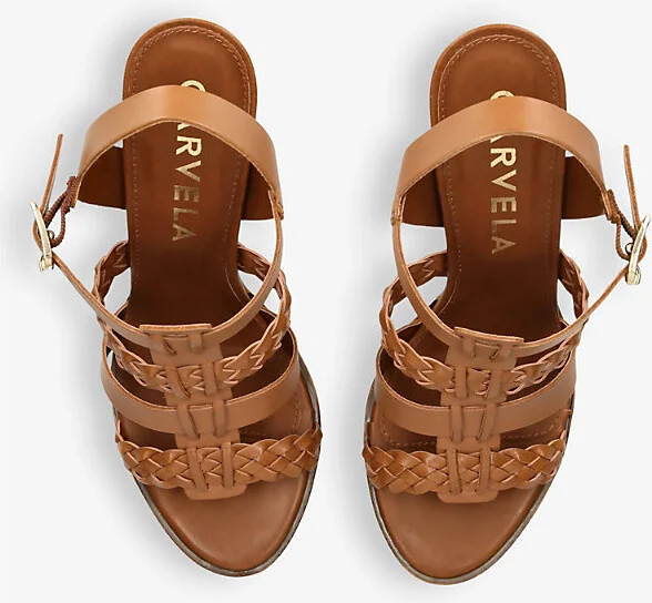 Womens Tan Krill Woven-Strap Heeled Leather Sandals Eur 40 / 7 Uk Women - Image 2